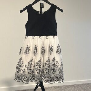 Knitworks Black and White Floral Kids Formal Dress